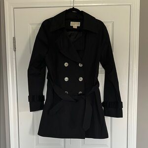 Michael Kors Black Trench Coat with Belted Waist